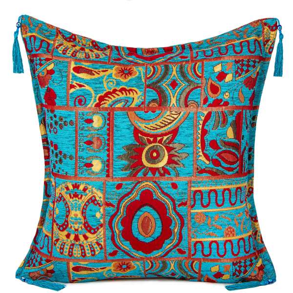 45x45 Patterned Turquoise Cushion