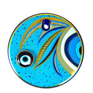 No. 6 Gilded Tile Patterned Evil Eye Bead
