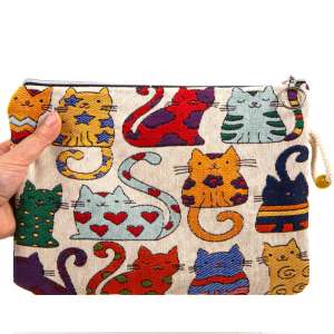 Tapestry Bag with Cat Pattern