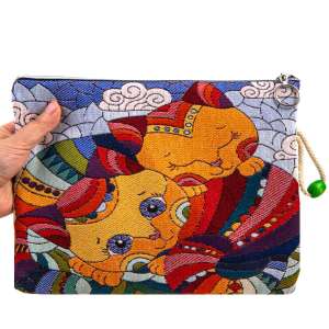 Tapestry Bag with Cat Pattern