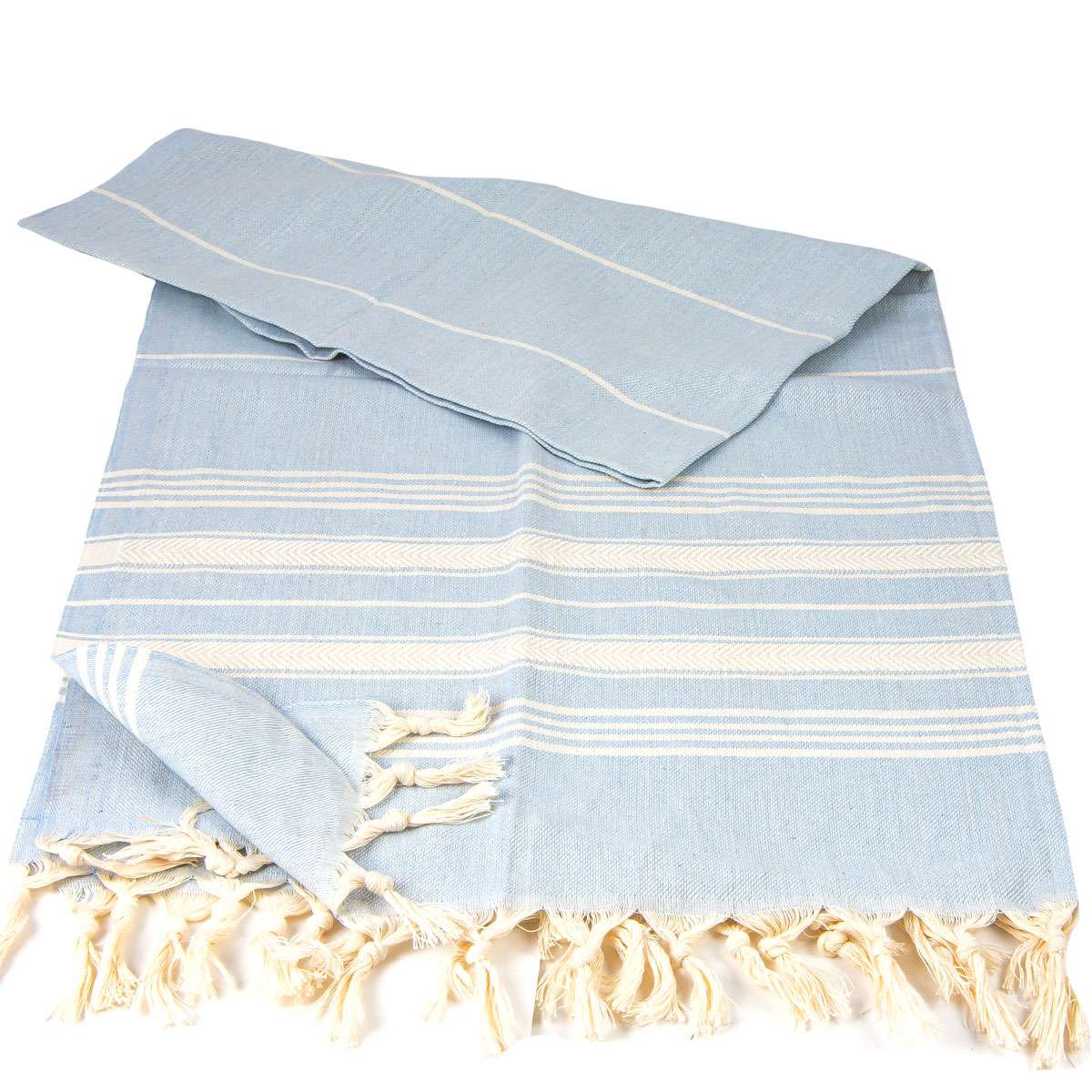 Double Bordered Peshtemal Light Blue