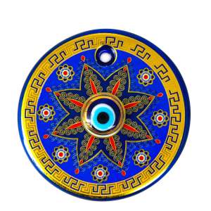 No. 6 Gilded Tile Patterned Evil Eye Bead