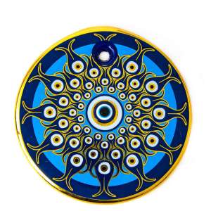 No. 6 Gilded Tile Patterned Evil Eye Bead