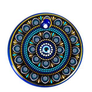 No. 6 Gilded Tile Patterned Evil Eye Bead