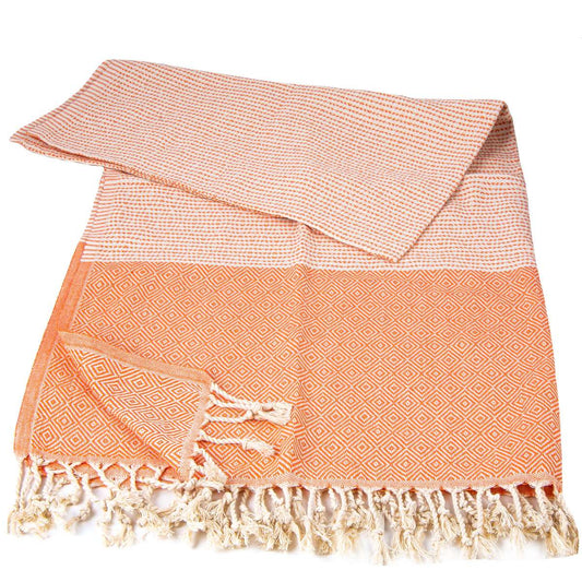 Striped Diamond Peshtemal Orange