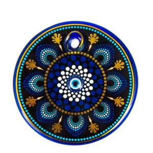 No. 6 Gilded Tile Patterned Evil Eye Bead