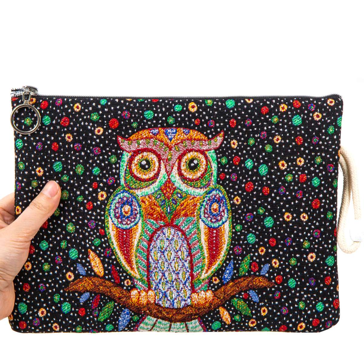 Authentic Tapestry Owl Patterned Clutch Bag