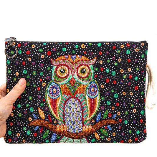 Authentic Tapestry Owl Patterned Clutch Bag