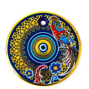 No. 6 Gilded Tile Patterned Evil Eye Bead