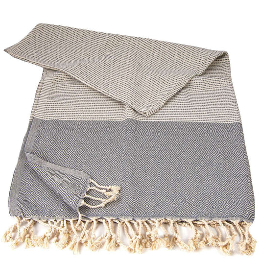 Striped Diamond Peshtemal Gray