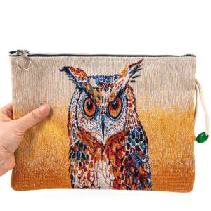 Authentic Tapestry Owl Patterned Clutch Bag