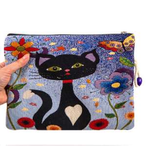 Tapestry Bag with Cat Pattern
