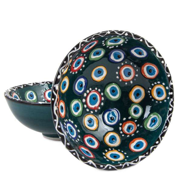 10 cm Evil Eye Patterned Bowl Green