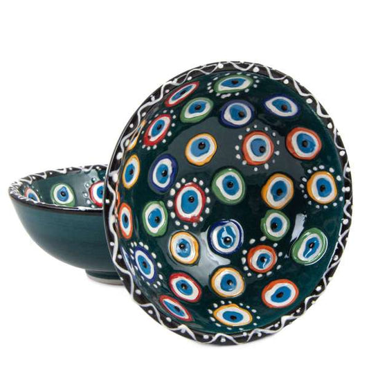 10 cm Evil Eye Patterned Bowl Green