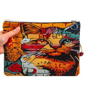 Tapestry Bag with Cat Pattern