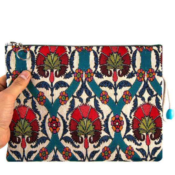Authentic Tapestry Carnation Patterned Clutch Bag