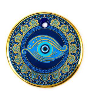 No. 6 Gilded Tile Patterned Evil Eye Bead