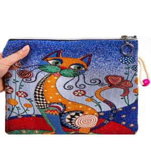 Tapestry Bag with Cat Pattern