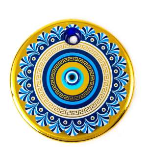 No. 6 Gilded Tile Patterned Evil Eye Bead
