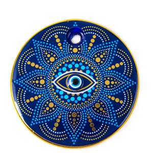 No. 6 Gilded Tile Patterned Evil Eye Bead