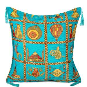 45x45 Turkey Patterned Cushion Turquoise