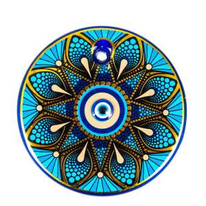 No. 6 Gilded Tile Patterned Evil Eye Bead