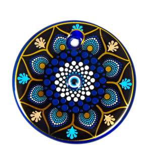 No. 6 Gilded Tile Patterned Evil Eye Bead