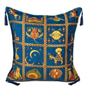 45x45 Turkey Patterned Cushion Blue