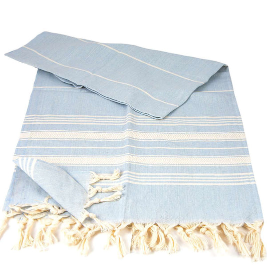 Double Bordered Peshtemal Light Blue