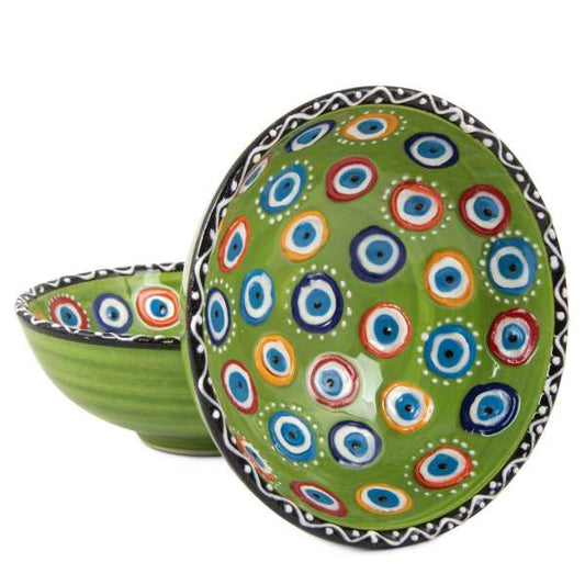10 cm Evil Eye Patterned Bowl Green