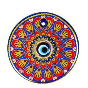 No. 6 Gilded Tile Patterned Evil Eye Bead