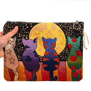 Tapestry Bag with Cat Pattern