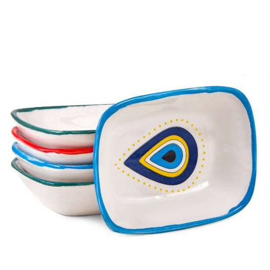 Evil Eye Patterned Square Bowl Mixed